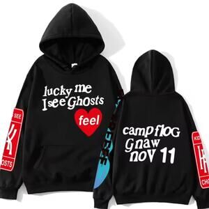 “Lucky Me I See Ghosts"Camp Flog Gnaw Hoodie (XL) Black for Men & Women